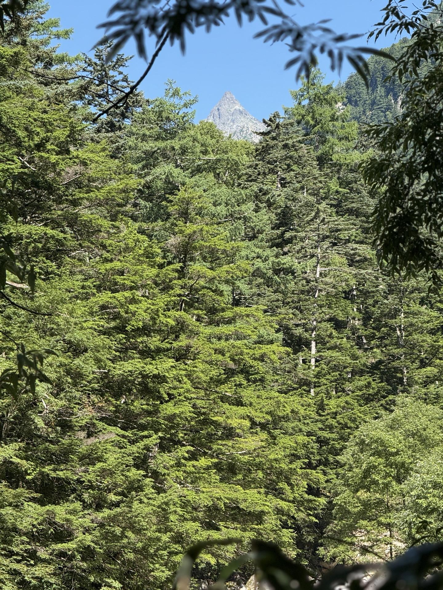 槍見河原から見る槍ヶ岳の穂先