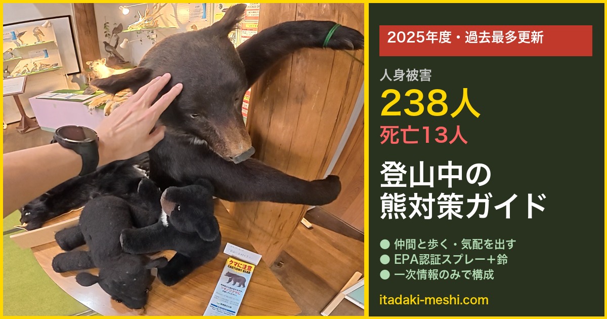 【2025年度・過去最多更新】登山中の熊対策完全ガイド｜九州出身の山メシ隊長が一次情報で徹底解説