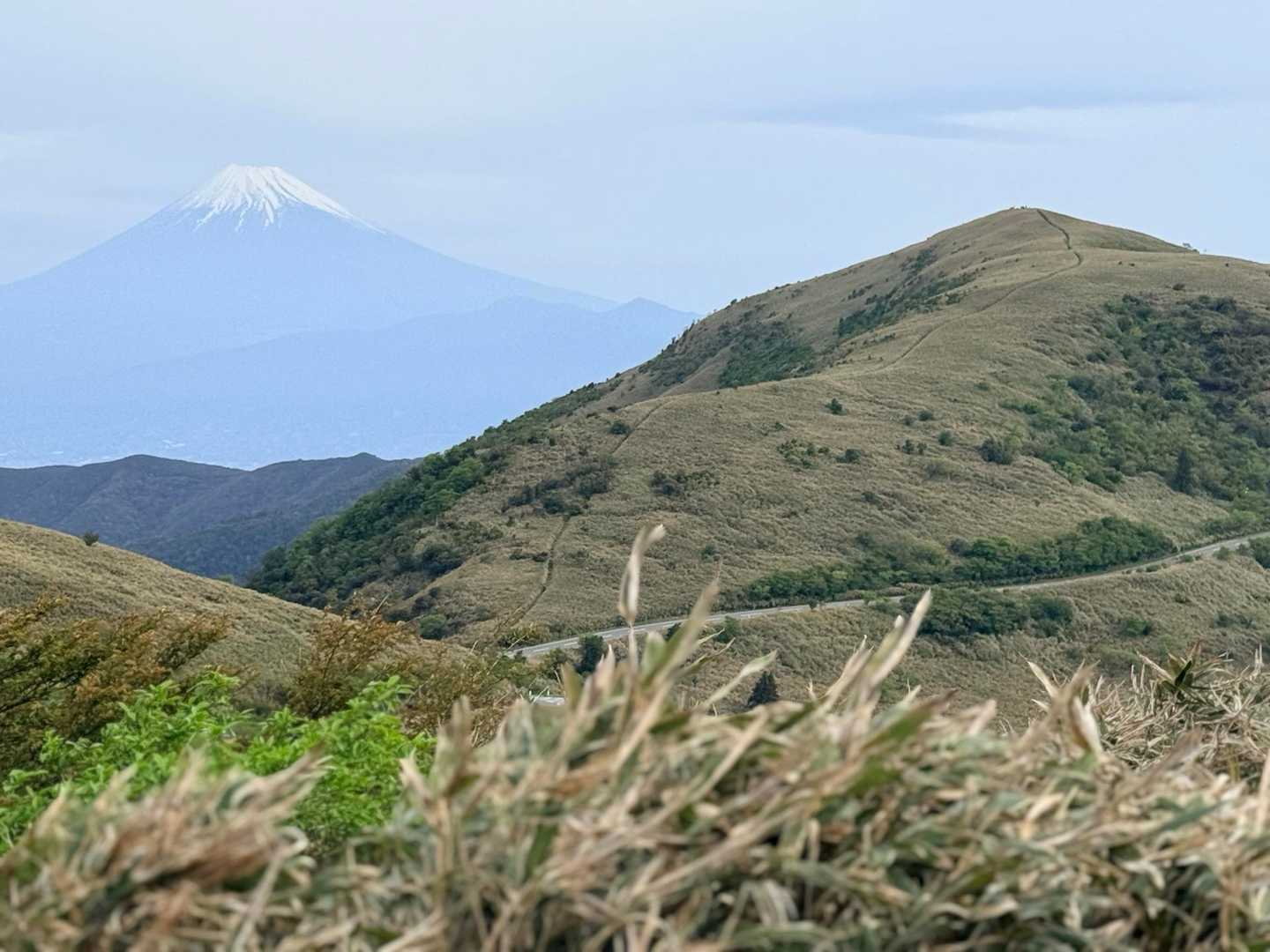 古稀山から達磨山と富士山を撮影