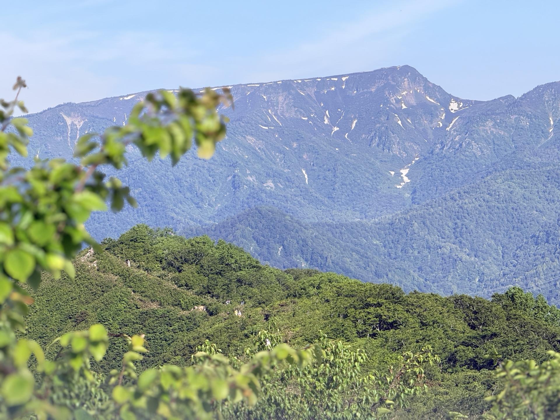 平標山 振り返ると、歩いてきた松手山と苗場山