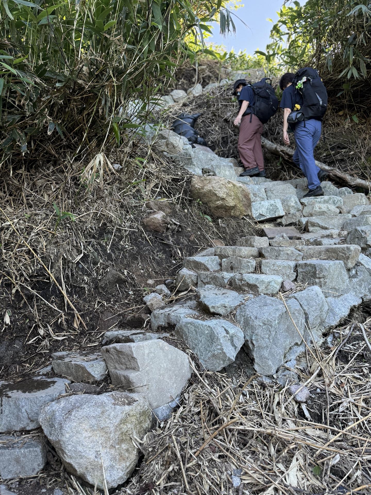 白山 観光新道 整備された石段の登山道