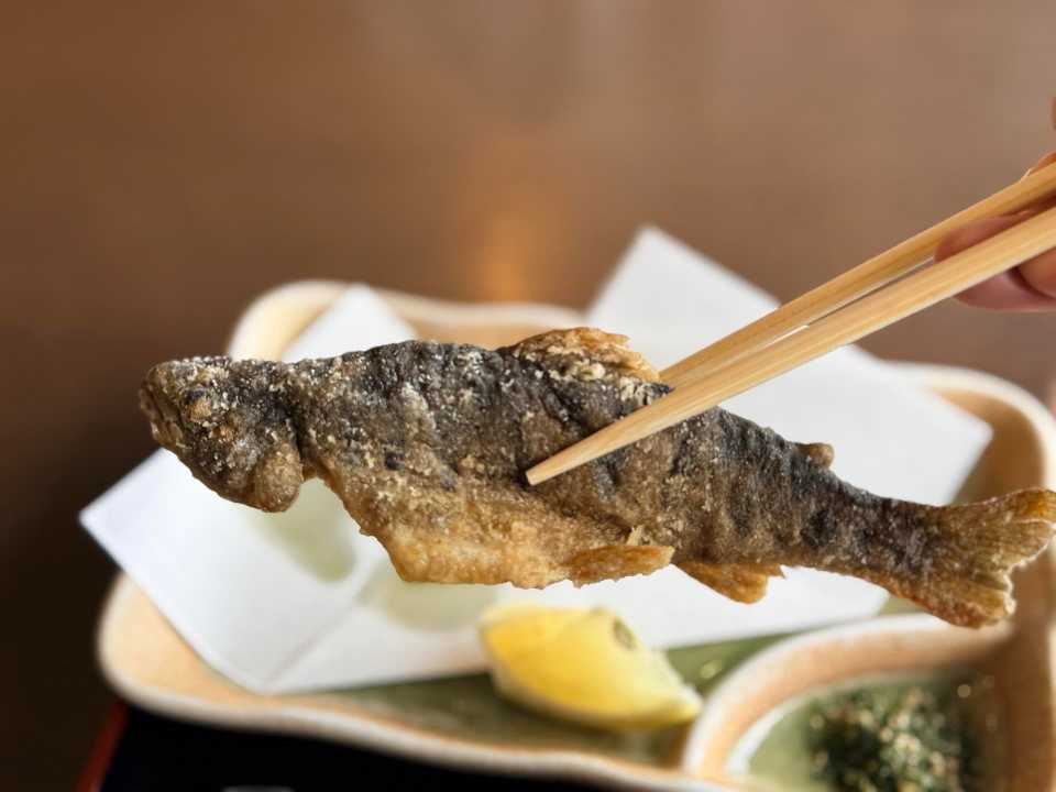 かじか庵 エノハ ヤマメ 唐揚げ 頭から丸かじり 地産地消