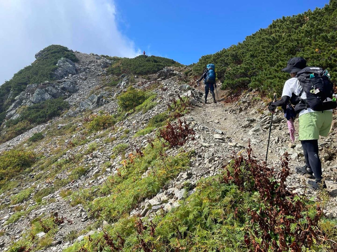 北岳 小太郎尾根 小太郎分岐。北岳へはまっすぐ進みます