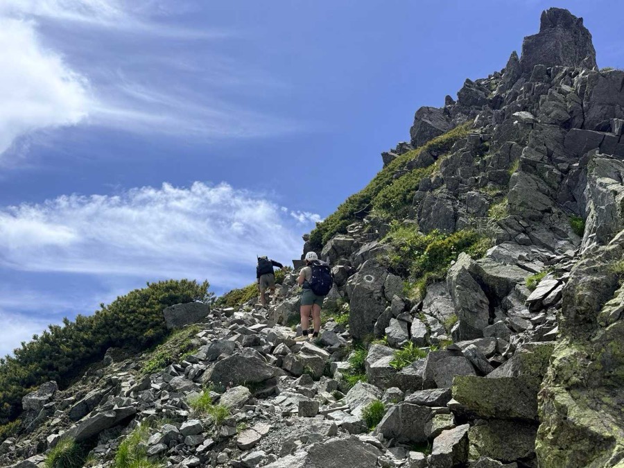 恵まれた登山日和。稜線の風が心地よい
