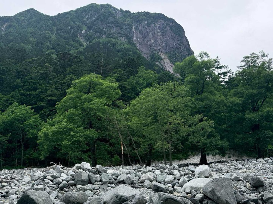 右手に屏風岩を見ながら横尾へ