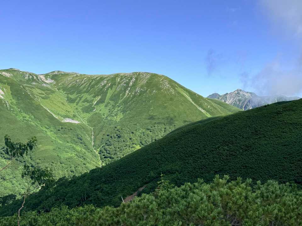 双六岳・鷲羽岳・水晶岳が一望
