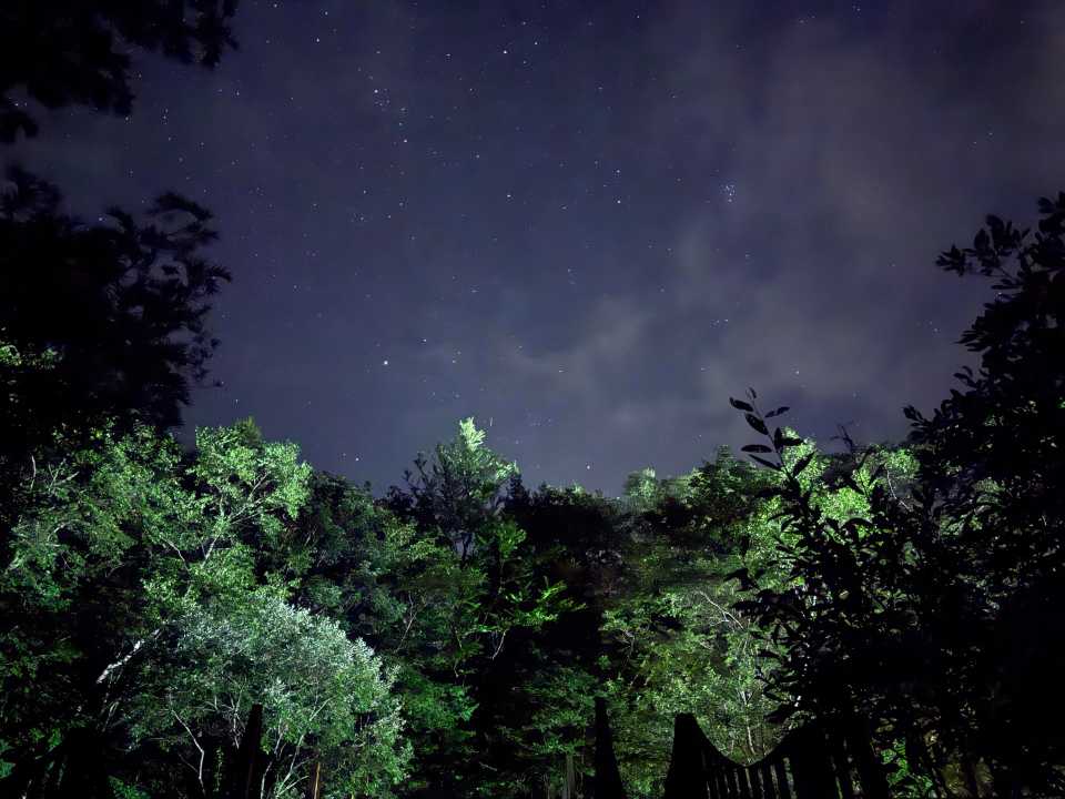 深夜の新穂高から見上げた星空