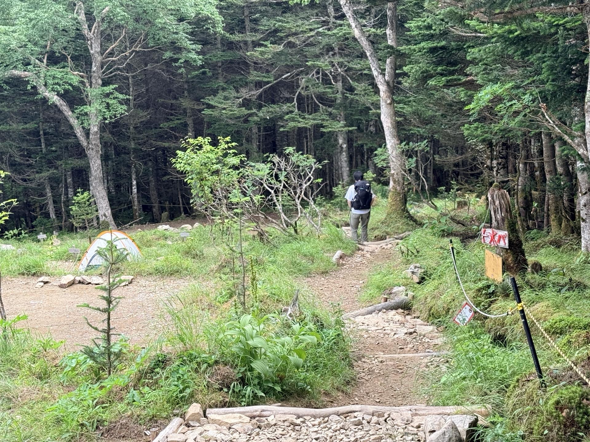 こちらが三伏峠のテント場⛺️ TJARのチェックポイントのある三伏峠小屋なので、
