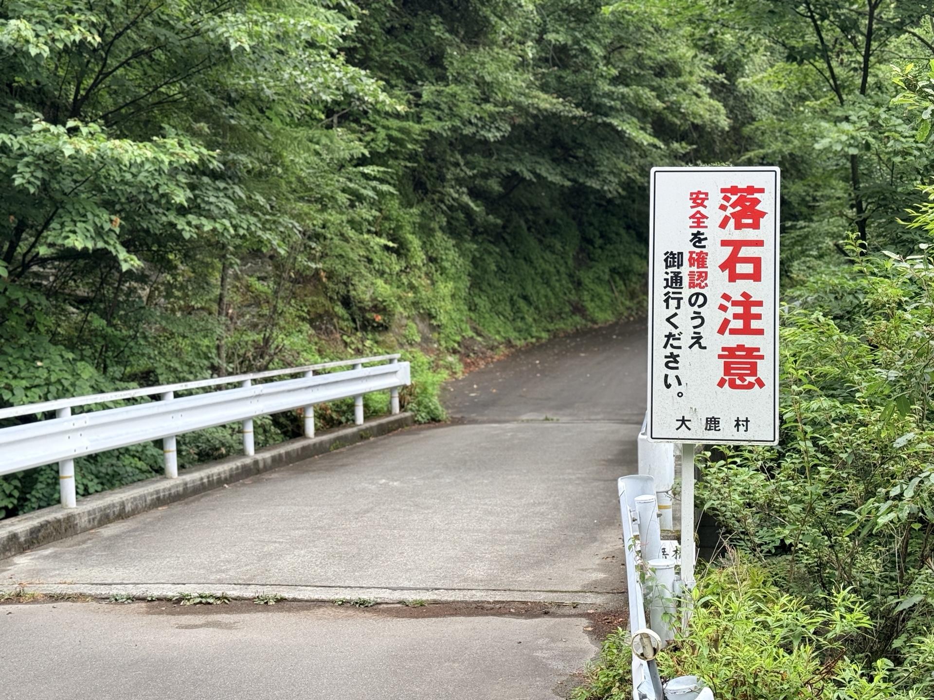 この林道には上から落ちてきた石や岩がたくさん道路に転がっていたので、上部からの落