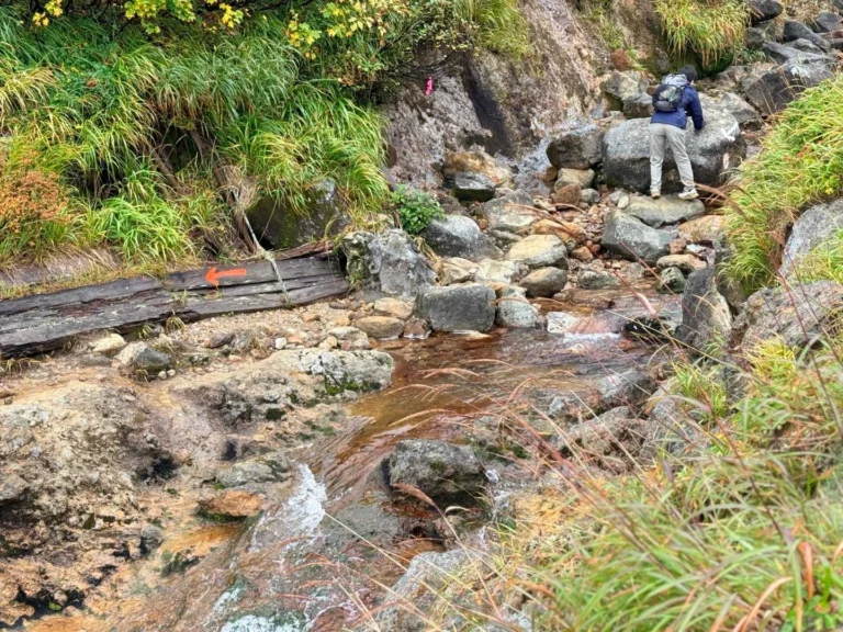 栗駒山・須川コースと産沼コース 渡渉ポイント