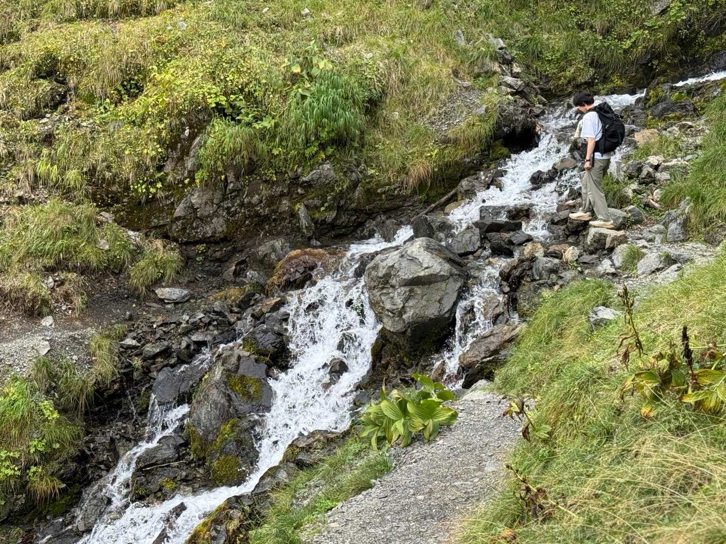 仙丈ヶ岳・北沢峠ルートの雨のあとに増水した藪沢（2026年9月）