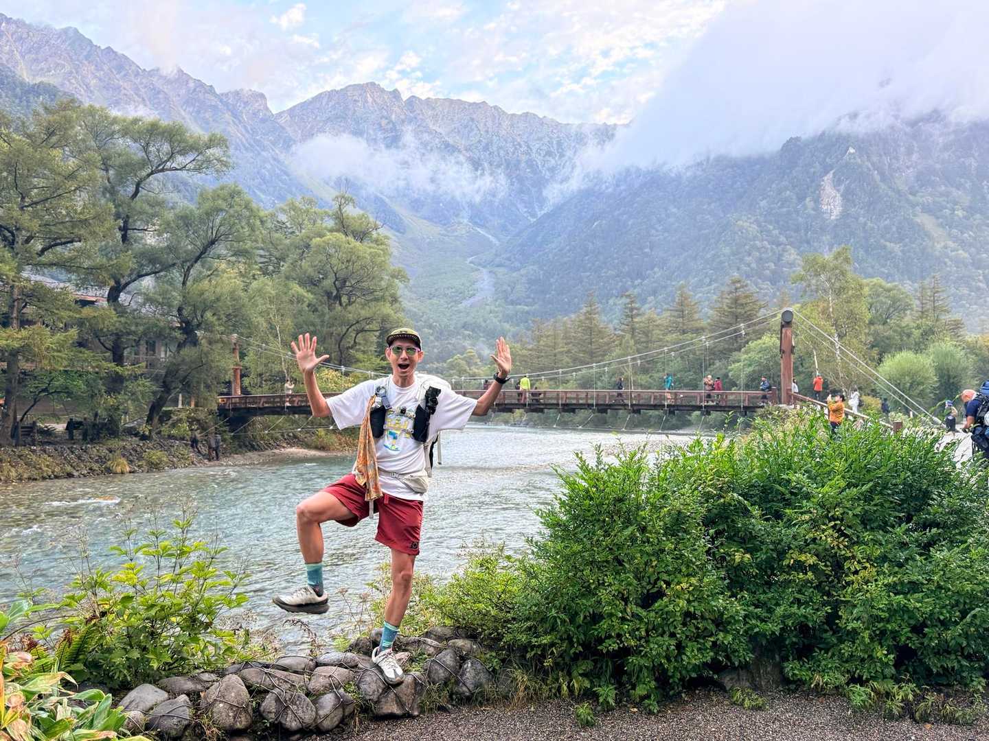 槍ヶ岳山行・河童橋と梓川とイッチー