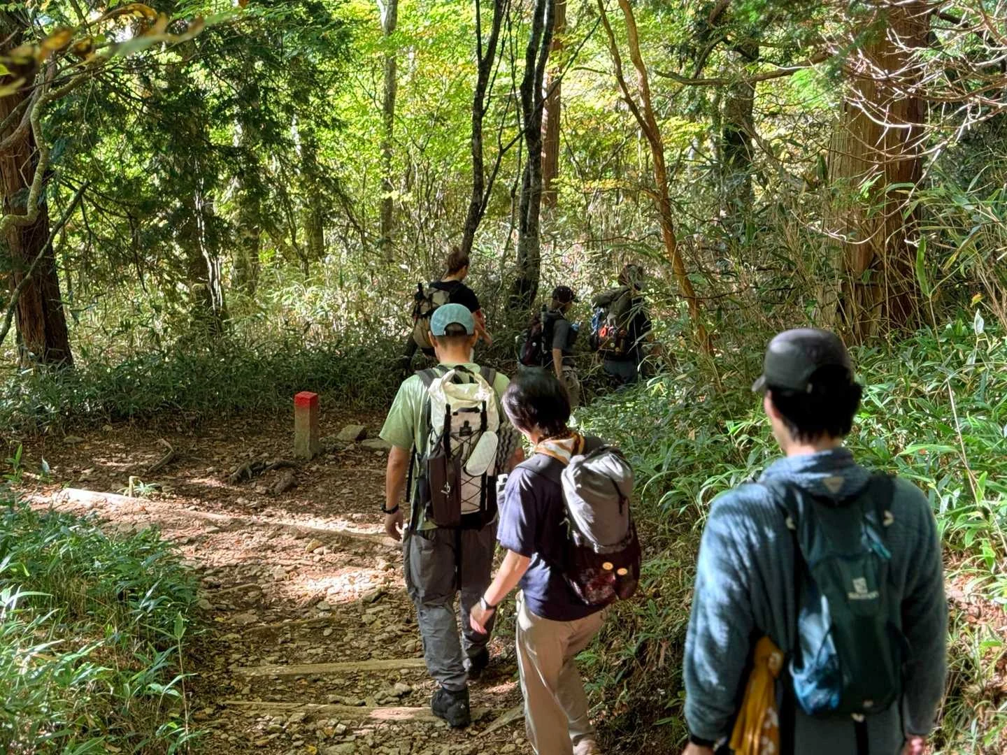 石鎚山・成就社ルート｜八丁への道に続く登山者