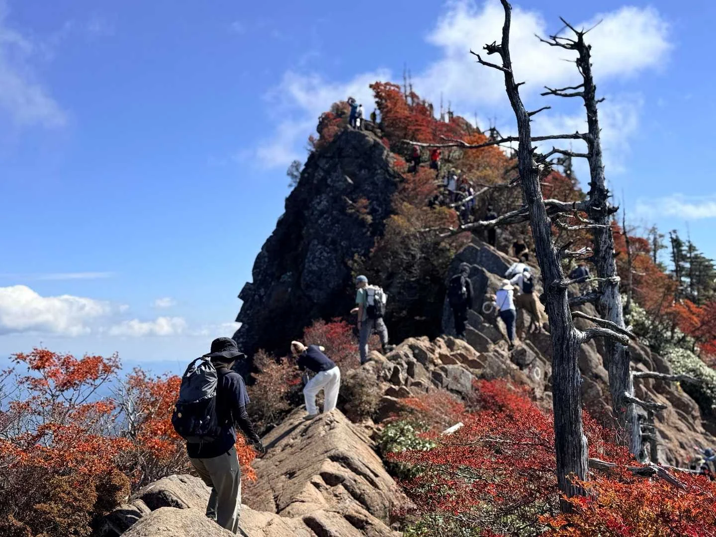 石鎚山・成就社ルート｜天狗岳への道にも列が続く