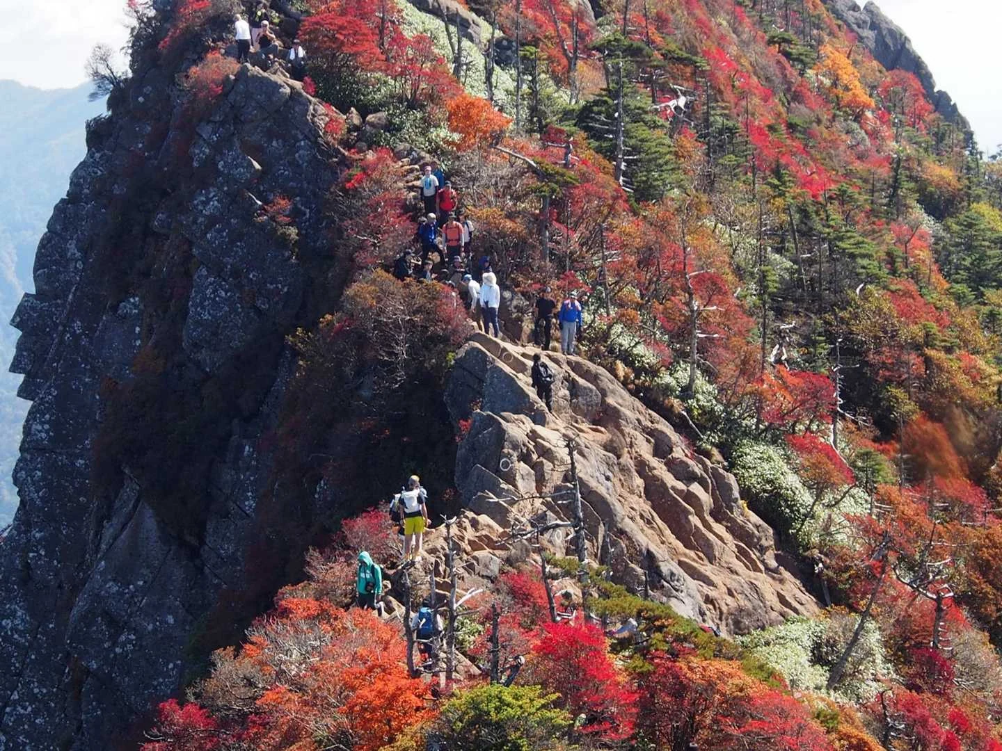 石鎚山・成就社ルート｜弥山から見た仲間たちの姿